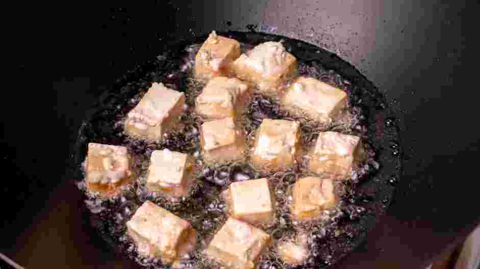 General Tso Tofu Recipe: 
In a large skillet over medium heat, heat the grapeseed oil.