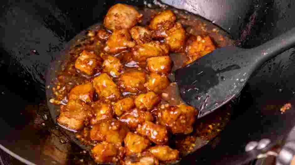 General Tso Tofu Recipe: Add the crispy tofu back to the skillet and toss to coat.