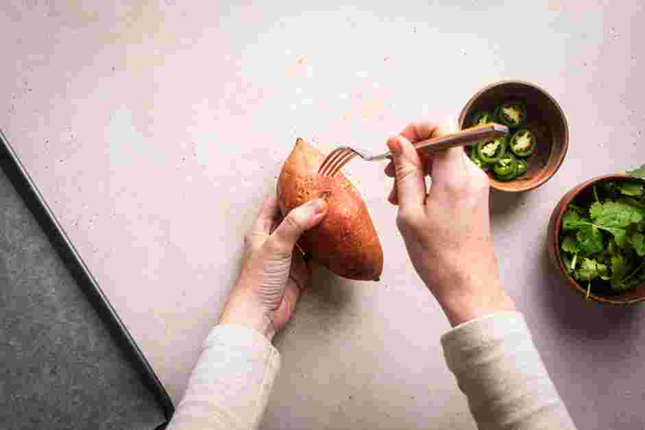 Stuffed Sweet Potatoes Recipe:
Prepare the sweet potatoes.