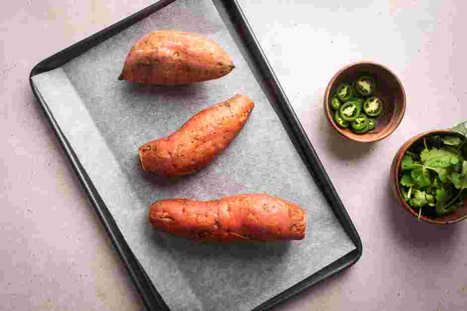 Stuffed Sweet Potatoes Recipe:
Place the sweet potatoes on the prepared baking sheet and bake until tender, about 1 hour.