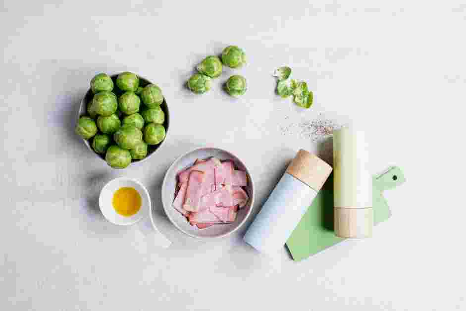 Brussels Sprouts and Bacon Recipe: Measure and prep all ingredients.