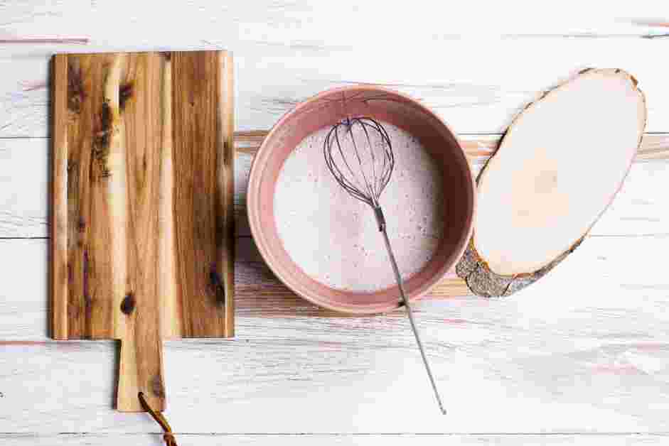 Vegan Pancake Mix Recipe:
In a bowl, whisk together the flax egg, oil, almond milk and vanilla extract.