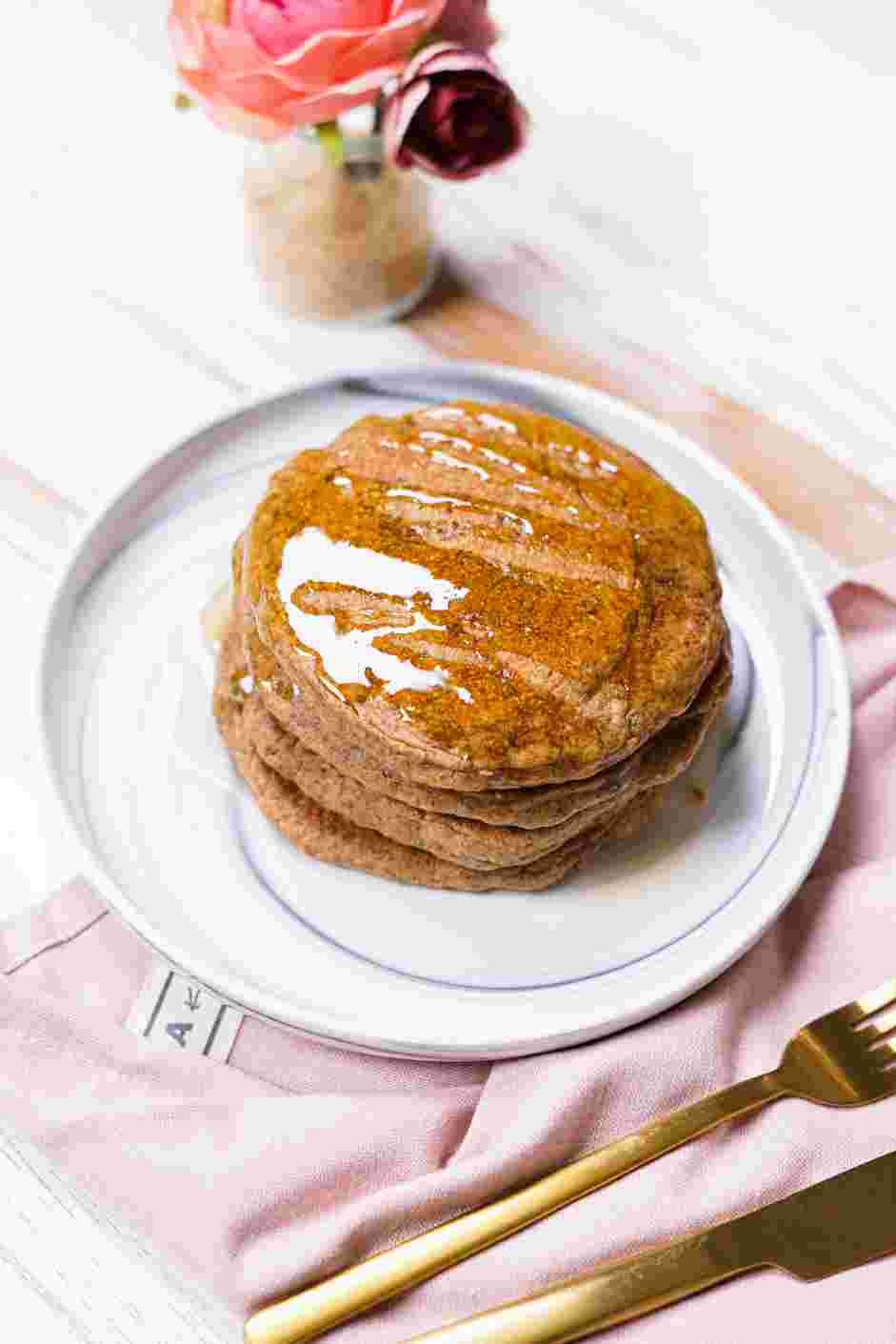 Vegan Pancake Mix Recipe: Top with maple syrup and enjoy!