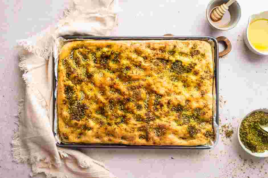 Zaatar Bread Recipe: 
Bake the bread for 20-25 minutes, rotating the pan halfway through, until golden brown.