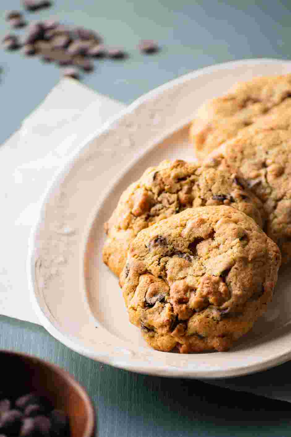 Chocolate Chip Walnut Cookies Recipe: 
Remove from the oven and let the cookies cool for about 5 minutes before moving them to a serving plate.