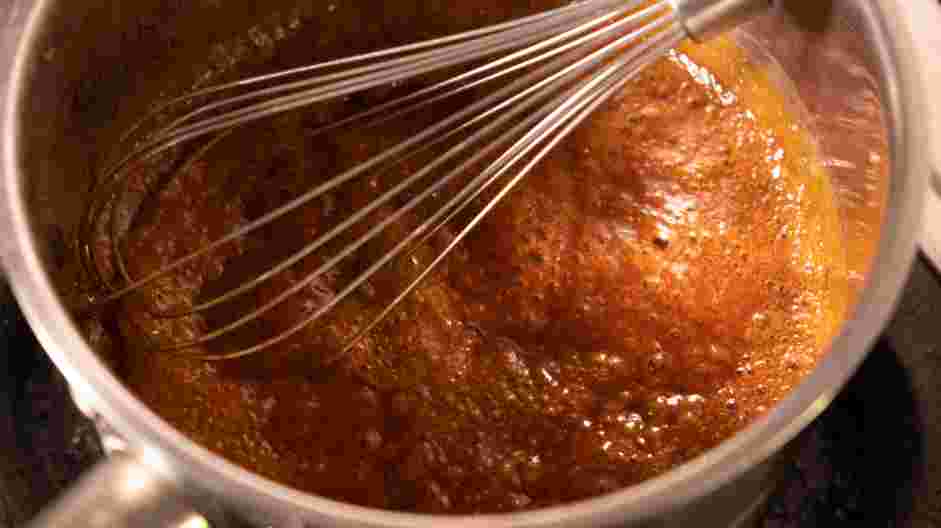 Bourbon Caramel Sauce Recipe:
Once the sugar has caramelized, slowly whisk in the heavy cream.