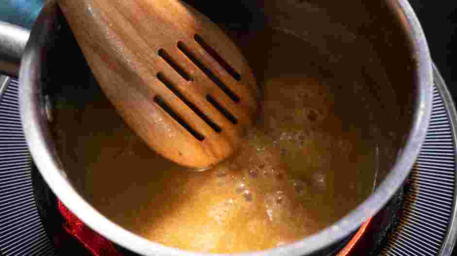 Bourbon Sauce Recipe:
Constantly stir the mixture until the sugar dissolves.