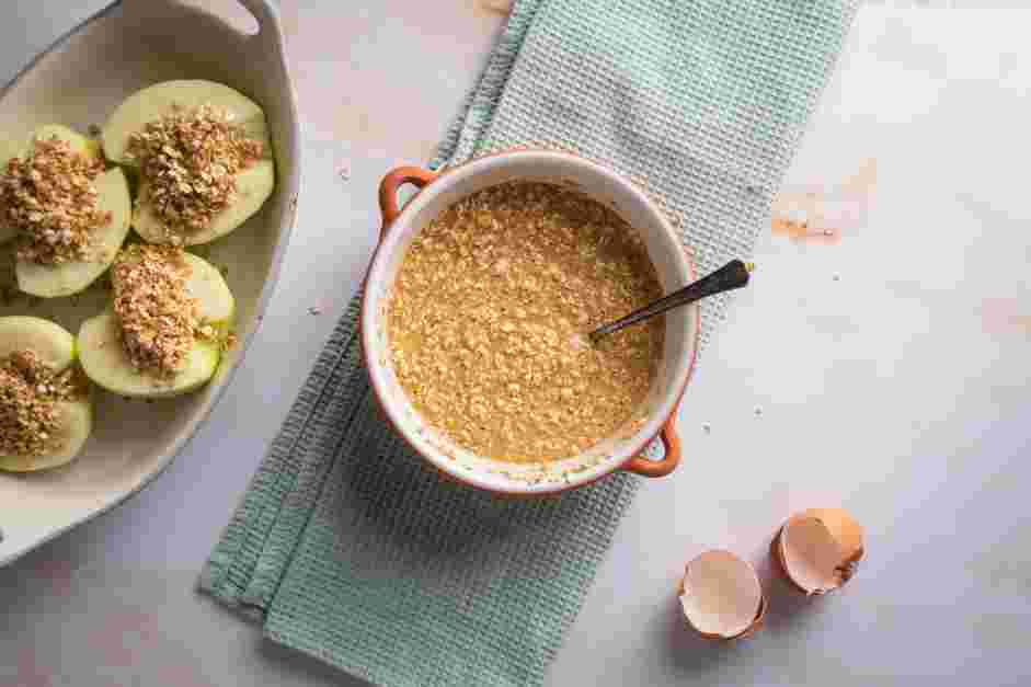 Baked Apple Oatmeal Recipe: 
In the bowl with the remaining oat mixture, stir in the baking powder.