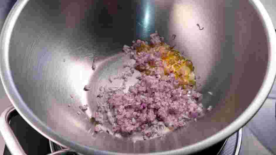 Pretzel Dip Recipe:
In the bowl of a double boiler over medium-high heat, place two teaspoons of butter and the shallots.