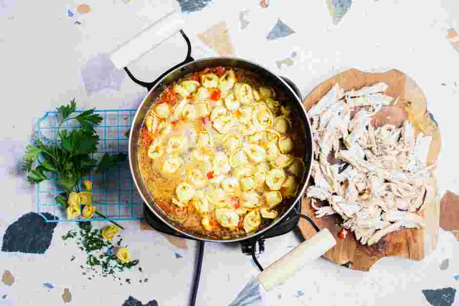 Chicken Tortellini Soup Recipe: 
While the chicken is cooling, add the tortellini to the pot and cook according to the package&rsquo;s directions.