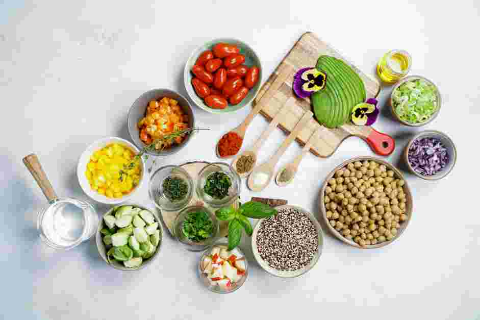 Rainbow Quinoa Bowl Recipe: Measure and prep all ingredients.