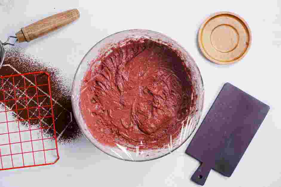 Red Velvet Whoopie Pie Recipe: 
Repeat steps of adding and alternating between the flour and buttermilk mixture, ending with the flour mixture.