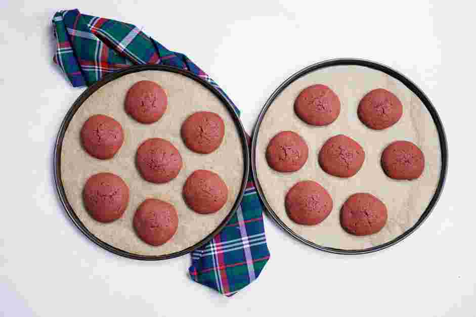 Red Velvet Whoopie Pie Recipe: Bake for 9-12 minutes, rotating the pans halfway, until a toothpick inserted in the center comes out clean.