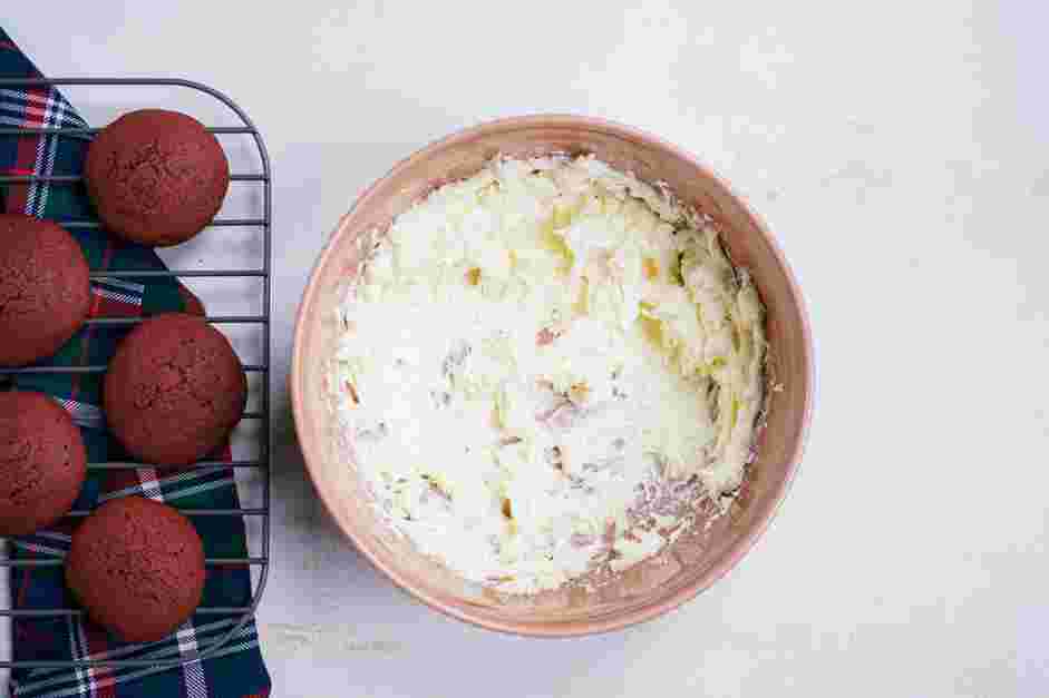 Red Velvet Whoopie Pie Recipe:
While the whoopie pies are cooling, make the cream cheese frosting.