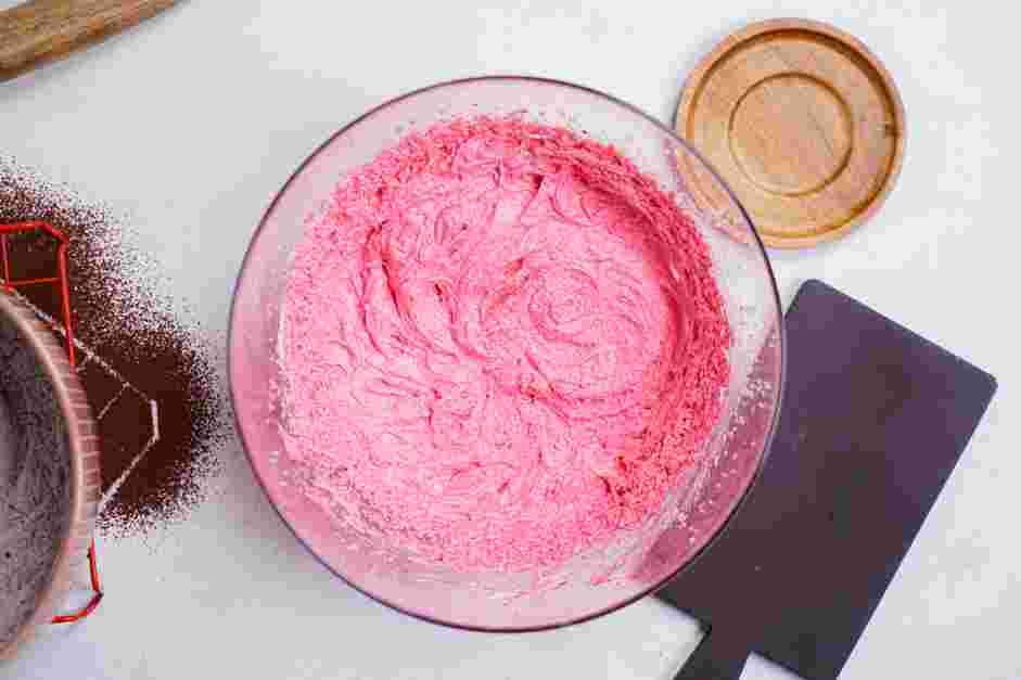 Red Velvet Whoopie Pie Recipe: 
Turn off the mixer and add the red food coloring.