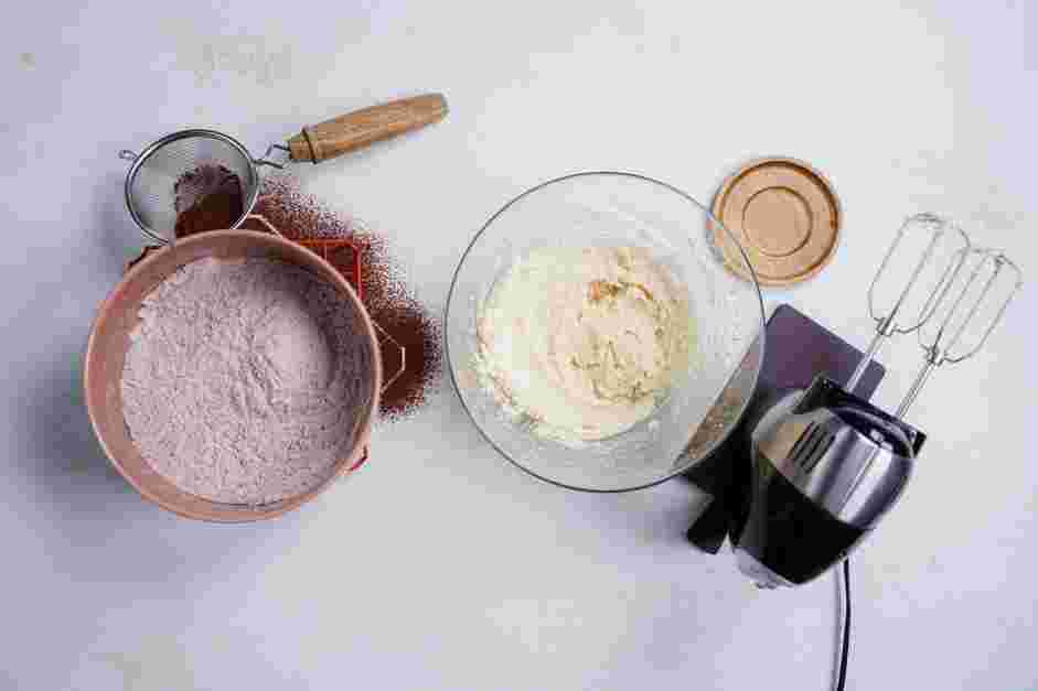 Red Velvet Whoopie Pie Recipe: 
In the bowl of a standing mixer or a large mixing bowl with an electric mixer, cream together the butter, granulated sugar and brown sugar until light and fluffy.