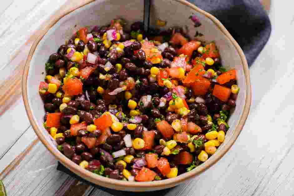 Sweet Potato Black Bean Tacos Recipe: Pour the dressing over the black bean mixture and toss to coat.