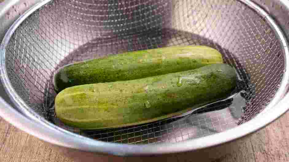 Korean Cucumber Salad Recipe: 
Wash and dry the cucumber.