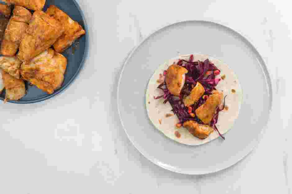 Cod Fish Tacos Recipe: 
Assemble the tacos.