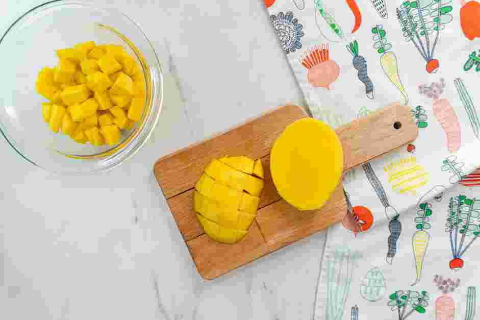 Mango Avocado Salsa Recipe: Peel and dice the mangoes.