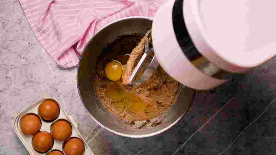 Chocolate Chip Blondies Recipe:
Add the eggs and mix at medium speed until incorporated.