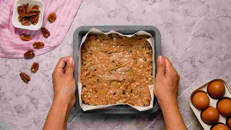 Chocolate Chip Blondies Recipe: Use a rubber spatula or large spoon to transfer the dough to the prepared pan.