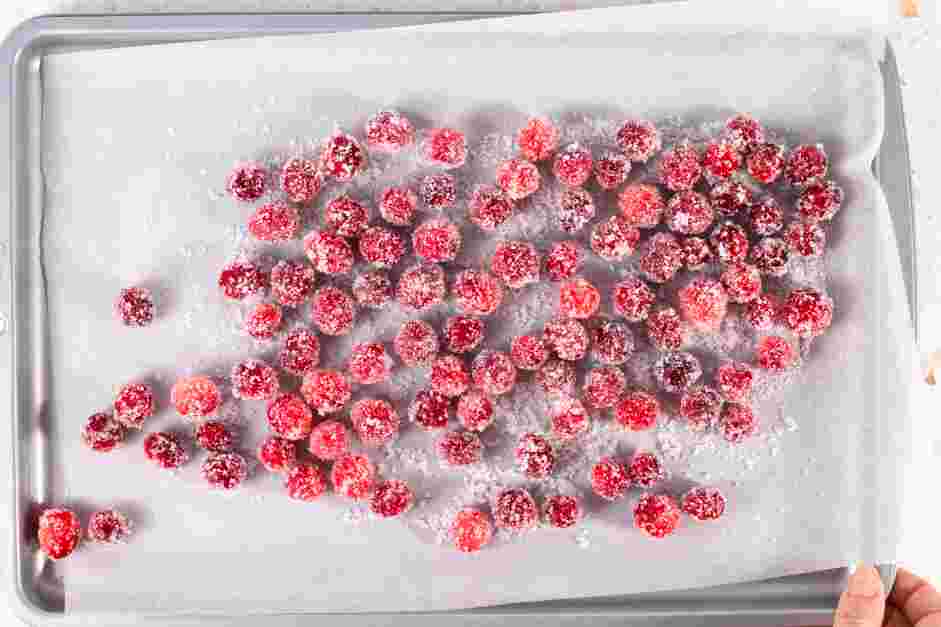 Sugared Cranberries Recipe: Let the cranberries dry until firm and crusty, about 1-2 hours.