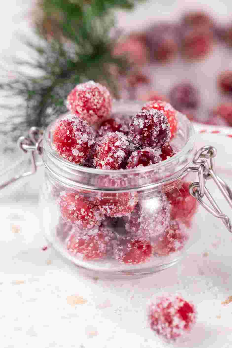 Sugared Cranberries Recipe: Use the cranberries to top desserts or skewered on a toothpick as a cocktail garnish.