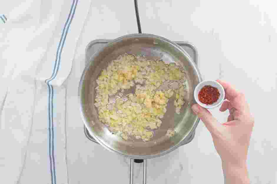Spicy Vodka Pasta Recipe:
Add the garlic and crushed pepper flakes and cook until fragrant, about 1 minute.