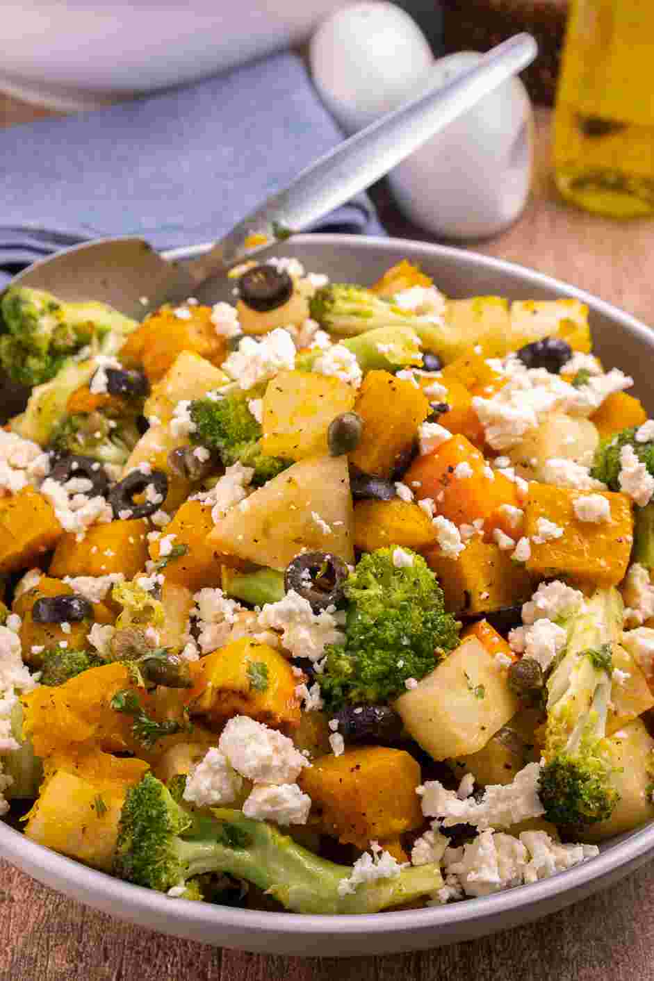 Mediterranean Roast Vegetables Recipe: Plate on a serving platter and top with crumbled feta.