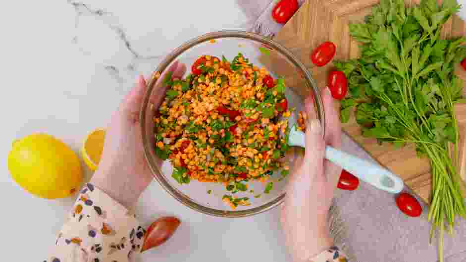 Lentil Tabbouleh Recipe: Add the lemon juice a little bit at a time, to taste.