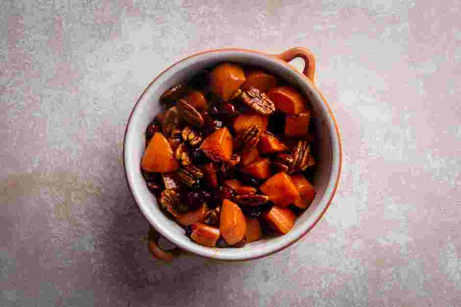 Baked Candied Sweet Potatoes Recipe: 
Transfer the sweet potato mixture to a casserole dish and bake for 20-25 minutes until hot.