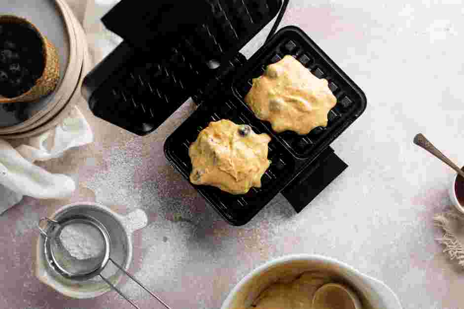 Blueberry Waffle Recipe:
If your waffle iron calls for it, coat the waffle iron with cooking spray and cook the batter according to your waffle iron’s instructions.