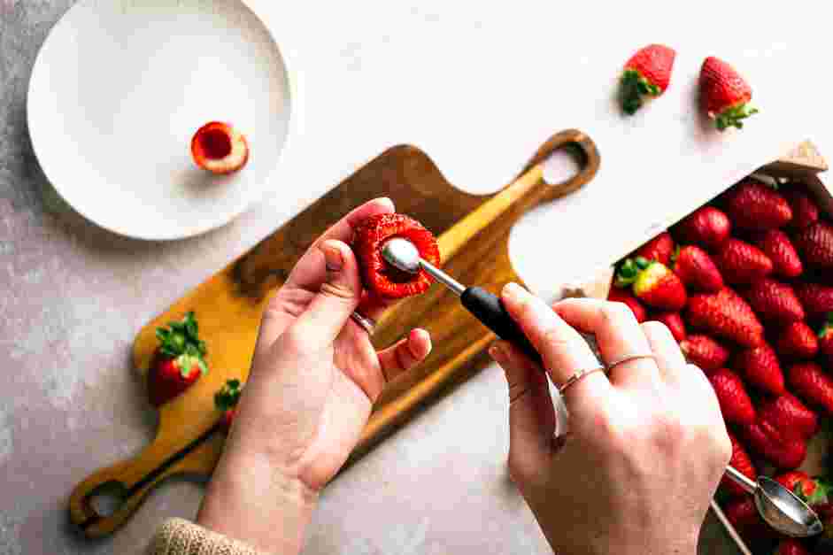 Cheesecake Stuffed Strawberries Recipe: Prep the strawberries.