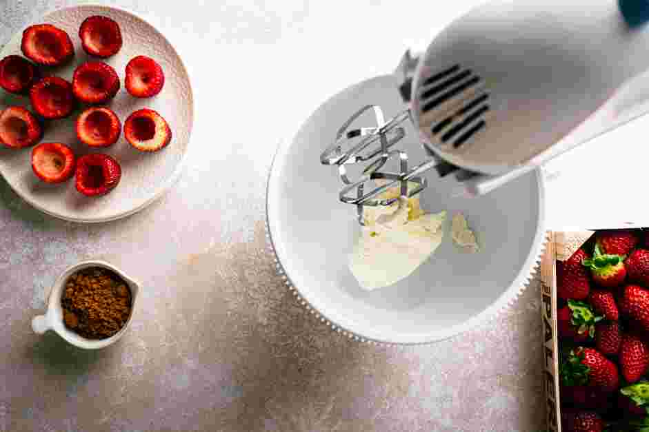 Cheesecake Stuffed Strawberries Recipe:
In the bowl of a standing mixer fitted with the paddle attachment or with an electric hand mixer, beat the cream cheese until smooth and fluffy.