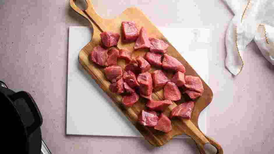 Keto Beef Stew Recipe: 
Prepare the steak.