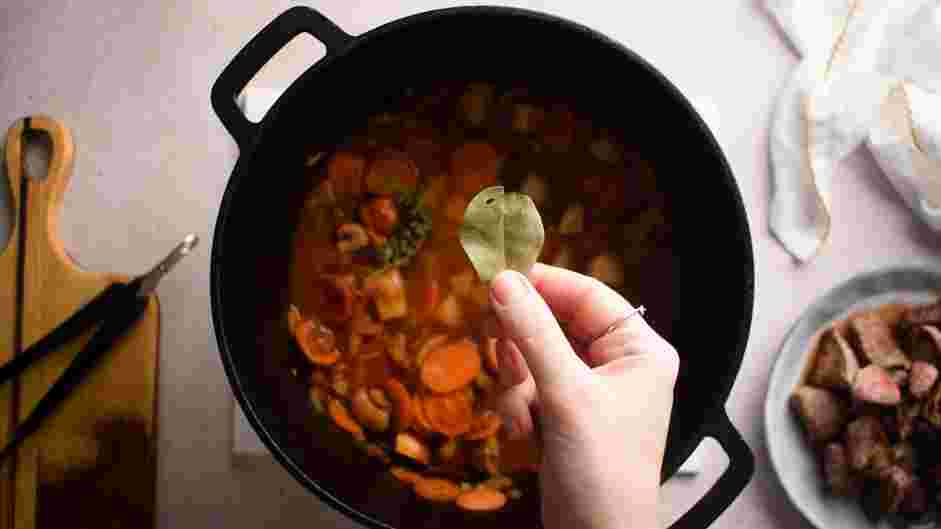 Keto Beef Stew Recipe:
Add the remaining beef broth, bay leaf and thyme.