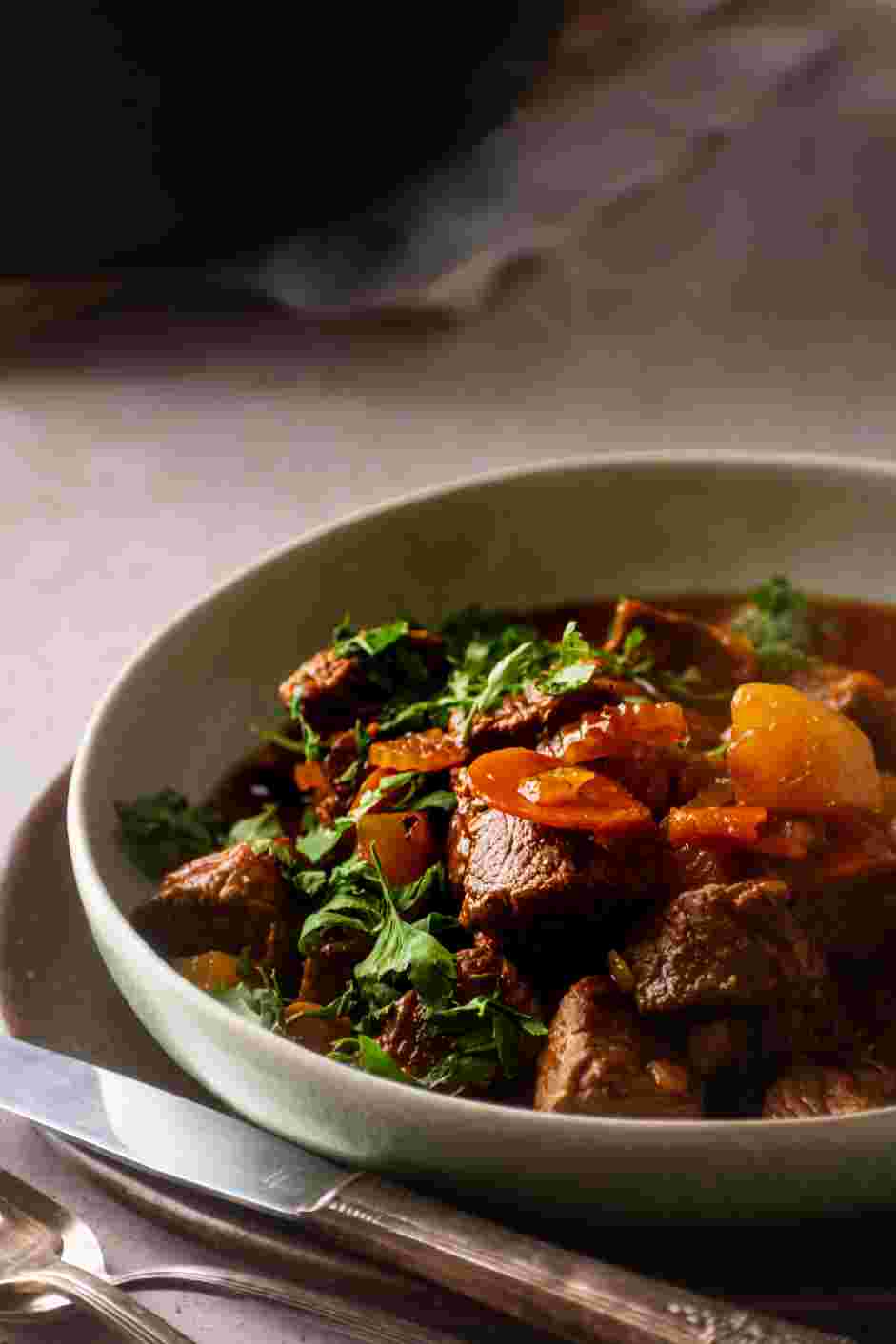 Keto Beef Stew Recipe: Remove the bay leaf and thyme.