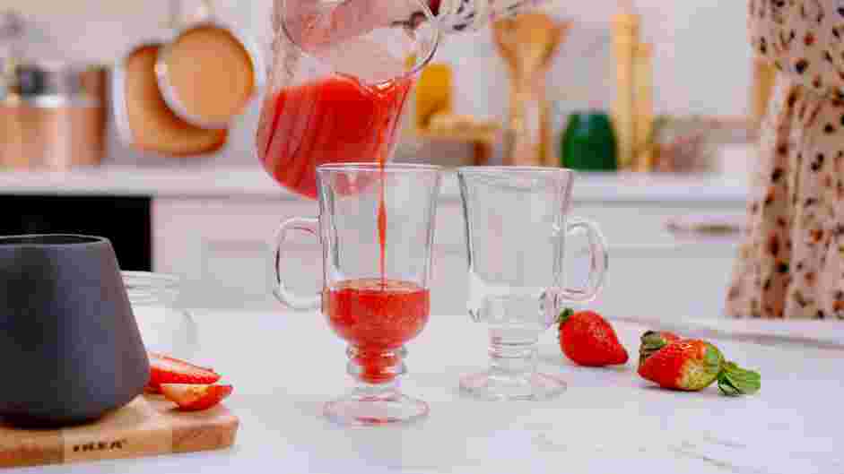 Strawberry Milk Recipe: When ready to serve, add about &frac14; cup of the strawberry puree in the bottom of a tall glass.