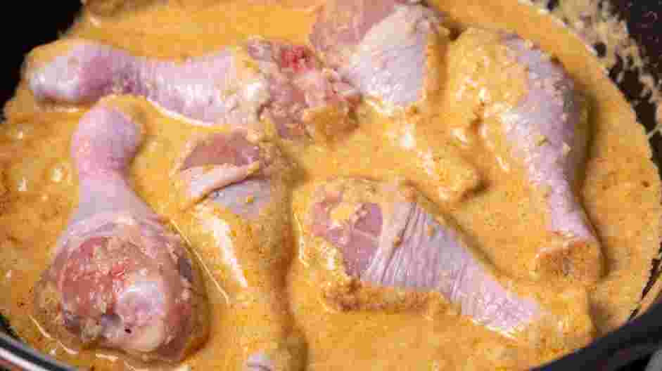 Chicken Massaman Curry Recipe: Add the marinated chicken and cook until the chicken is half-cooked.