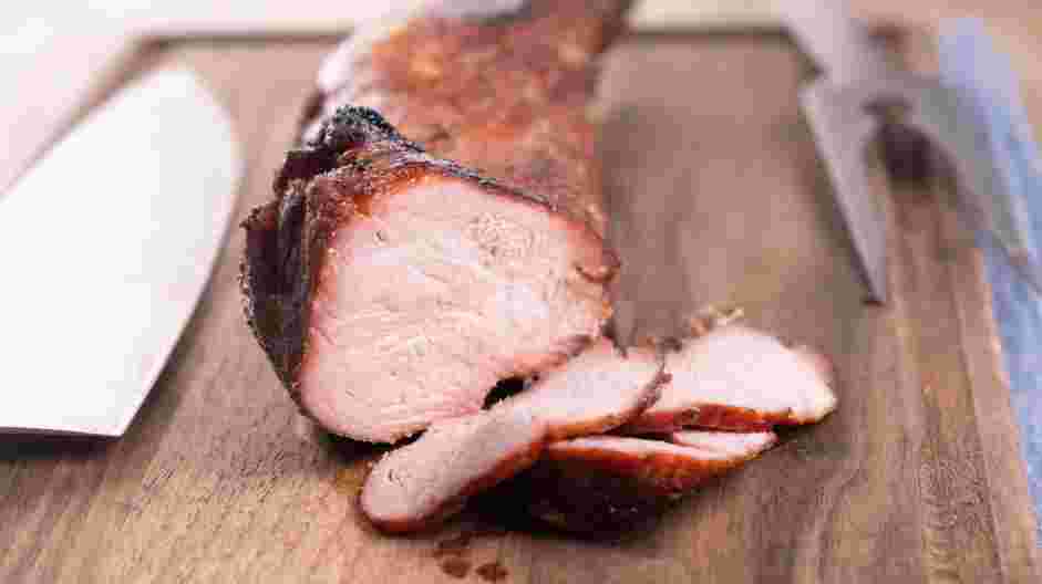 Chinese Roast Pork Recipe: 
Roast the pork in the oven for 45-60 minutes or until the internal temperature of the thickest part of the tenderloin is 145&deg;F.