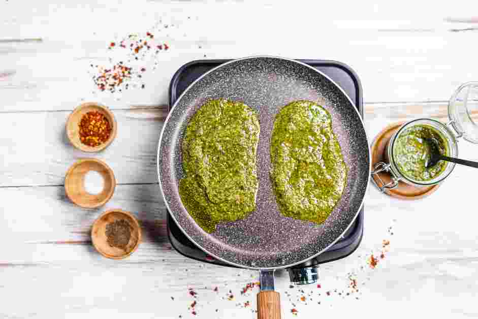 Pesto Eggs Recipe: 
In a small nonstick skillet over medium heat, place two 2-tablespoon mounds of walnut pesto.