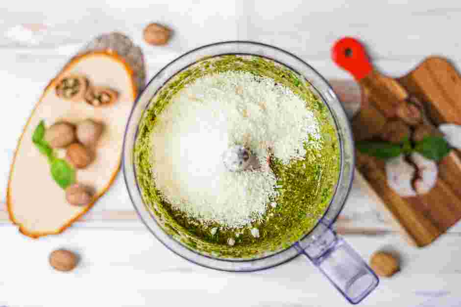 Walnut Pesto Recipe:
Stir in the Parmesan cheese and adjust the seasoning with salt and pepper.