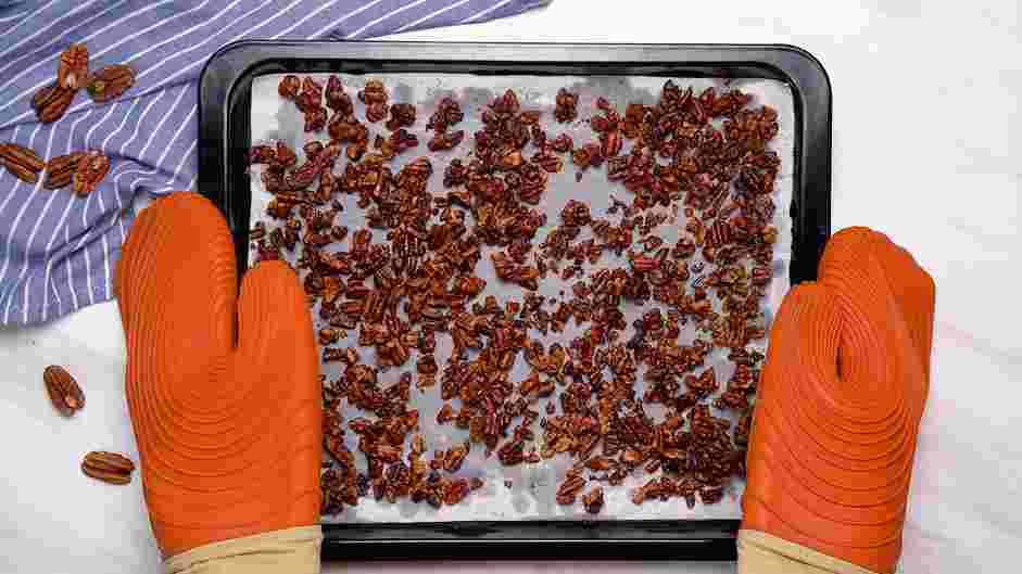 Honey Roasted Pecans Recipe: 
Transfer to the prepared baking sheet and bake for 15 minutes.