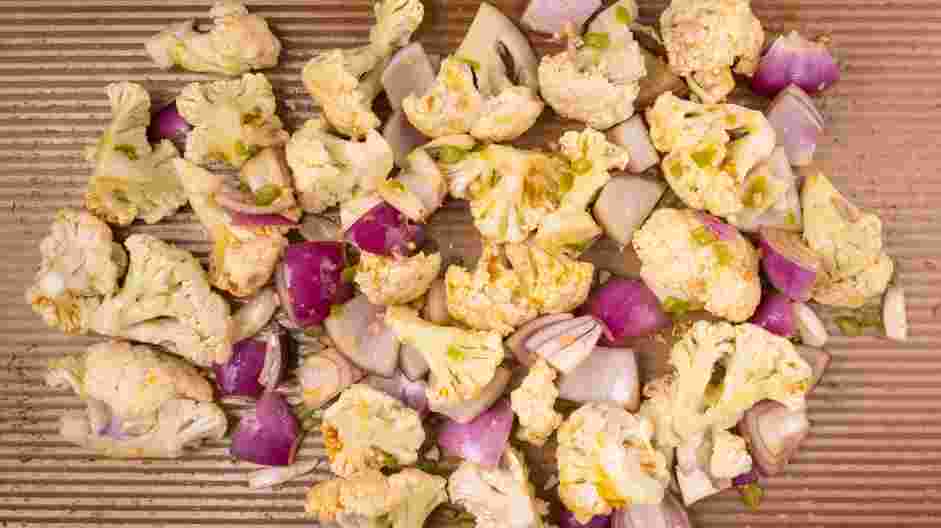 Cauliflower Potato Salad Recipe:
Place the cauliflower mixture on a sheet pan and roast for 20 minutes.