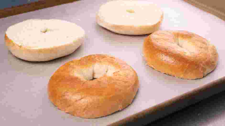 Smoked Salmon Bagel Recipe: Slice the bagel and toast until golden brown.