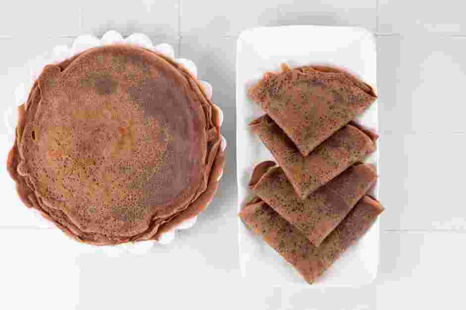 Chocolate Crepes Recipe: Fold the crepes into fourths or in a roll.