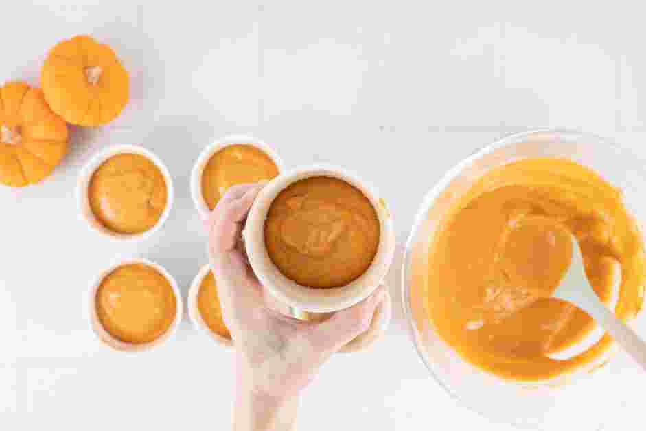 Pumpkin Custard Recipe: Fill each dusted ramekin ⅔ of the way with the pumpkin mixture.