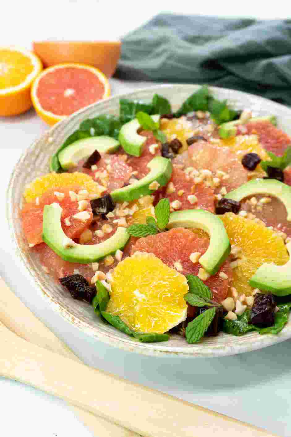 Citrus Salad Recipe: 
Sprinkle with nuts and dates.