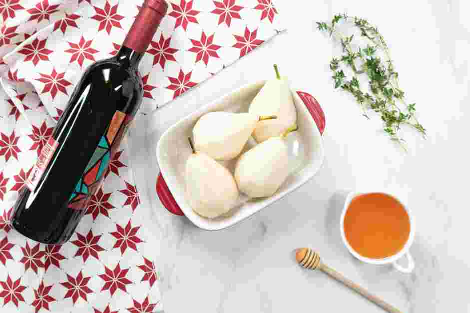 Poached Pears in Red Wine Recipe: Measure and prep all ingredients